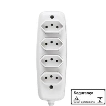 Tomada 3Pinos 10A c/BARRA QUÁDRUPLA BIPOLAR 2P+T - Tomada Externa
