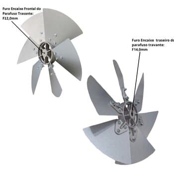 HELICE P/EXAUSTOR DE 40CM QUALITAS EQ400 6PAS ACO GALVANIZADO - ENCAIXE TRAS.F14,0MM TRAVA FRONTAL F12,0MM SEM CHAVETA - foto 1 de 3