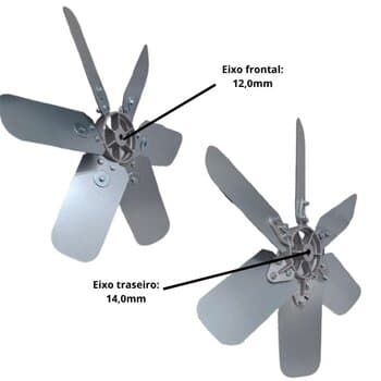 HELICE P/EXAUSTOR de 50cm QUALITAS EQ500 6PAS ACO GALVANIZADO C/CUBO/CENTRAL ALUMÍNIO - ENCAIXE TRAS.F14,0MM TRAVA FRONTAL F12,0MM SEM CHAVETA