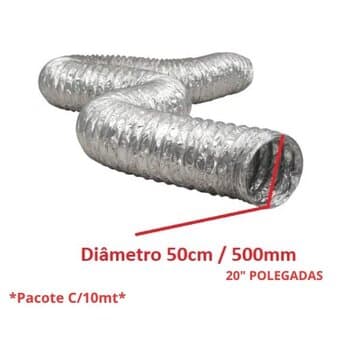DUTO FLEXIVEL TUBO DE ALUMINIO 50CM P/EXAUSTORES 500MM -PACOTE C/10MT- ALUDEC 6020 P/ATE 140C° 20POL"508MM