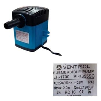 BOMBA DE AGUA 1200LH 220V 25,0W HMAX 2.0m P/CLIMATIZADOR VENTISOL CLIN125LT 60HZ BICO-80MM - SUBMERSIBLE PUMP LH-1700 PI-7355SC