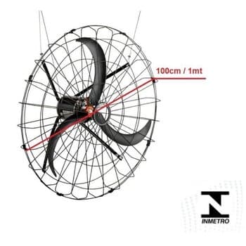 Ventilador de Parede 100cm GOAR Suspenso p/AVIARIO 1-Metro MF-220V25,0UF 1/2CV 1.130RPM Vazao 19.800M3/H 55DB G/MT - V100NSM Industrial