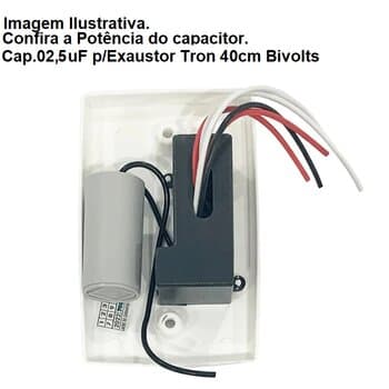 CHAVE P/EXAUSTOR TRON 40CM BIV C/CAP-02,5UF-250/450VAC - 1-TECLA LD + 1-TECLA REVERSĂO C/ESPELHO 4X2 BRANCO
