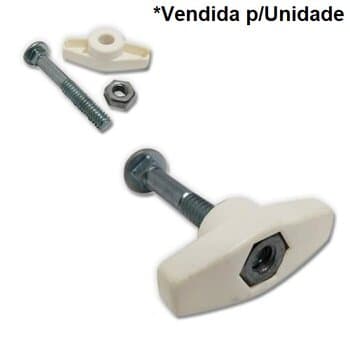 PARAFUSO P/FIXAR VENTILADOR DE PAREDE - KIT BORBOLETA COM PARAFUSO PORCA E CAPA PLASTICA RETA - COR BRANCA - foto 1 de 5