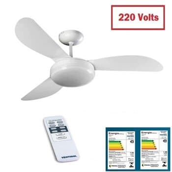 VENTILADOR DE TETO VENTISOL FENIX PREMIUM 220V 130W CONTROLE REMOTO 3VEL 3PÁS BRANCO C/LUM.P/2-LÂMPADAS