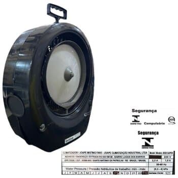 CLIMATIZADOR JOAPE BOB SUPER PULVERIZANTE 220VOLTS PORTATIL RESERVATORIO 7,5LITROS - COR PRETA - VAZAO 1700M3/H - ATENDE ATE 15/30M2