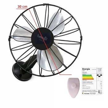 VENTILADOR DE PAREDE 030CM LOREN SID TURBO 110V135W PRETO HEL-3PÁS G/METAL+ABERTA CONTROLE DE VELOCIDADE