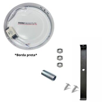 LUMINARIA PLAFON PAINEL LED SOBREPOR RD21CM P/VENTILADOR LOREN SID LUMI LED - 18W3000KBIV AMARELA B/PRETA Sem Suporte - PAINEL TASCHIBRA 1260 LUMENS