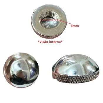 PORCA R/DIR 8,0MM P/FIXAR VIDRO LUMINÁRIA VENTILADORES BRUXELAS INTERNO MENOR CAIRO EURUS MIRAY MONACO NAULU - TAMPĂO ALU CROMADA -*VENDIDA P/UNIDADE