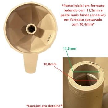 Carambola Encaixe E10,0mm Sextavado p/Espremedor de Frutas Arno Antigo - Lucre Antigo - Plastica cor Caramelo