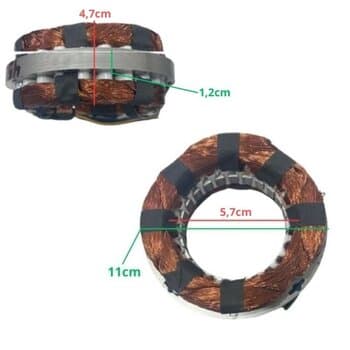 Estator Bobinado Motor Ventilador OSCILANTE Loren Sid 50/60cm Biv200W-220W08,5uF - Turbo Tufao Coluna Mesa ou Parede - 4P 12/24CM AL 12MM T.M2/M3 - *Usar Cap.08,5uF