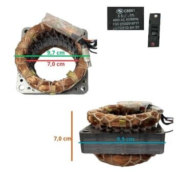 ESTATOR BOBINADO MOTOR P/VENTILADOR VENTISOL OSCILANTE 60CM 70CM PAREDE BIV05,5UF 230W FALCON 6PAS POWER70 3PAS STEEL 60CM 6PAS - C/CAP.05,5UF