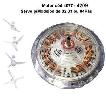 MOTOR P/VENTILADOR DE TETO VENTI-DELTA 220V130W LUNIK CRISTAL - SERVE P/2PAS 3PAS 4PAS - USAR C/CAP.03,0UF *NAO INCLUIDO (TAMBÉM P/EFYX HUB)