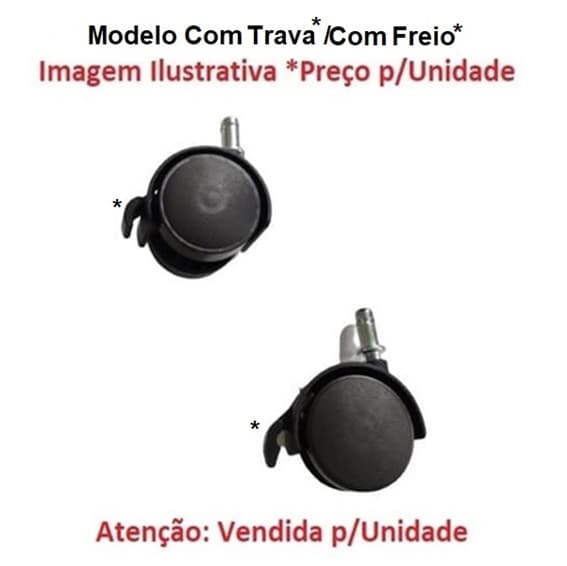 Roda 039mm RODIZIO P/CLIMATIZADOR MEGA BRISA MB70 MC70 MC60 -*Vendida p/Unidade- Giratória 60mm Sem Freio - foto 1 de 1