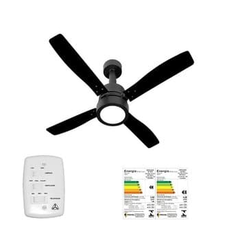 VENTILADOR DE TETO VENTI-DELTA VINTAGE DECORATIVE 110V 130W PRETO CHAVE 3VEL - LUMINÁRIA LED 18W 3.000K LUZ AMARELA