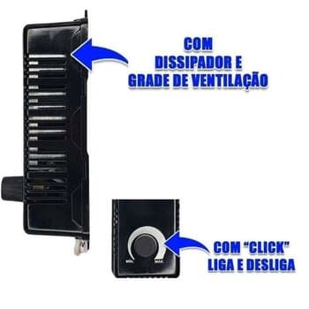 CHAVE P/EXAUSTOR CONTROLE DE VELOCIDADE ROTATIVO DIMER 127V-5000W 220V-7000W BIV C/CLIQUE C/CAIXA SOBREPOR - CONTROLA MOTOR ATÉ 5000WATTS