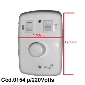 CHAVE P/VENTILADOR DE TETO ARGE ORIGINAL 220V 200W - DIMER ROTATIVO + TECLA LIGA/DESLIGA/REVERTE + TECLA P/LÂMPADA - ESP.4X2 L7,5XC12,0CM - foto 1 de 3