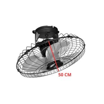 VENTILADOR DE TETO ORBITAL 50CM BIV250W08,5UF LOREN SID TURBO M1 G/MT PRETO 4PÁS - ROTACAO 360-GRAUS - SEM LUMINÁRIA P/AREA GOURMET
