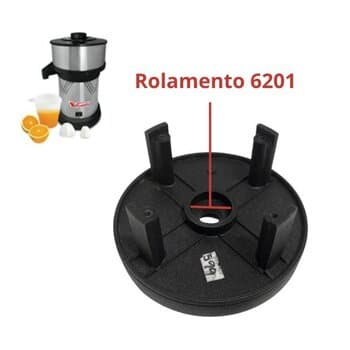 BASE SUPERIOR DO CORPO DO MOTOR ESPREMEDOR/EXTRATOR VITALEX PEQUENO VITA INOX - USAR C/ROL 6201 - DIAM.EXT.14,5CM DIST. DOS PRISIONEIROS 7,0CM