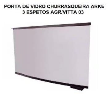 Conjunto Tampa Porta de Vidro p/Assador Churrasqueira Arke AGR-03 Vitta Premium Vitta Smart 3-Espetos - Tampa com Vidro Curvo
