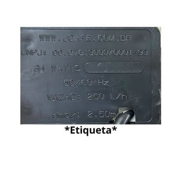 Bomba de Agua 0250LH 220V34W Hmax.2,50MT P/Climatizador Joape Pedestal - Cassino 737 Copacabana 660 Fortaleza 777 Guaruja 770 Jurere 767 *Sem Mangueira/Coletor - Serve p/AG Ebone FOG1 FOG2 FOG3 - ORIGINAL JOAPE