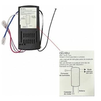 MÓDULO RECEPTOR DO CONTROLE REMOTO VENTILADOR ALISEU LIRIO MOD-AL431-Lirio LC-16-15-KSD 42C4Y-220 - *APENAS O MÓDULO RECEPTOR