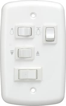 CHAVE P/VENTILADOR DE TETO R2LUZ 3VEL C/CAP.09,0UF 3,0+6,0MF C/REVERSĂO + 2-TECLAS LUZ - P/VENTI-DELTA LUNIK PRIMAVERA SPIRIT 110VOLTS
