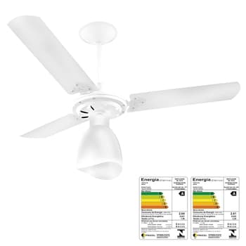 VENTILADOR DE TETO VENTI-DELTA SUPER LIGHT 110V10,0UF 130W BRANCO 3PAS MDF BRANCAS 1LUZ CHAVE 3VELOCIDADES - CONSUMO A