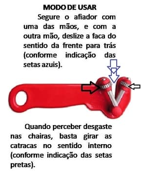 Afiador Amolador Manual Doméstico Suprakorte VERMELHO - Afiador Amolador Supra Korte - VENTMAR