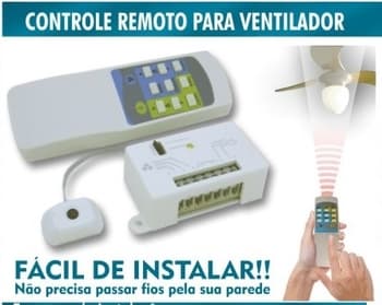 CONTROLE REMOTO P/VENTILADOR DE TETO USAR C/CAPACITOR 2FIOS - KIT PW UNIVERSAL C/RECEPTOR RF BIVOLTS * SERVE P/MODELOS ATÉ 200W