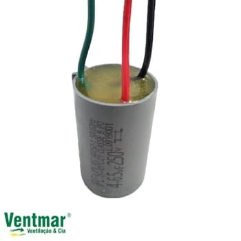 CAPACITOR 010,5UF 3FIOS 4,0+6,5MF RD 250VAC - P/VENTILADOR DE TETO VOLARE 110V - USAR C/CHAVE VOLARE DE 3VELOCIDADES 110VOLTS