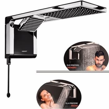 CHUVEIRO DUCHA LORENZETTI ACQUA DUO ULTRA 220V 7800WATTS PRETA/CROMADA - DUCHA ACQUA DUO LORENZETTI