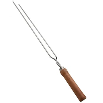 ESPETO P/CHURRASCO - ESPETO DUPLO P/CHURRASCO COM CABO DE MADEIRA 75CM CROMADO - MOR 3208
