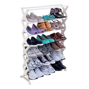 SAPATEIRA REGULÁVEL COM 7 ANDARES SUPORTA ATE 21 PARES DE SAPATOS - COR BRANCA - MOR 6103 - VENTMAR