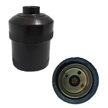 SOQUETE COMUM P/LÂMPADA E-27 - PLÁSTICO PRETO SEM CHAVE COM MIOLO COM SISTEMA BORNE P/FIXAR OS FIOS