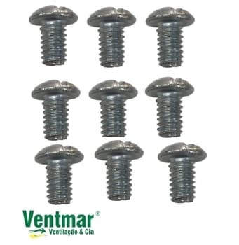 Kit c/12 Parafusos com Cabeça Fenda para fixar Garra/Suporte das Pás nas Pás de Madeira Ventilador Ciclone