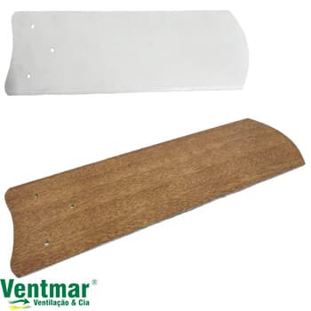 PÁ HÉLICE P/VENTILADOR DE TETO VENTISOL WIND LIGHT/ VENTI-DELTA NEW LIGHT - *VENDIDA P/UNIDADE - MDF RETA DUPLA FACE MOGNO/BRANCA - *MONTAR C/GARRA/SUPORTE - foto 1 de 2