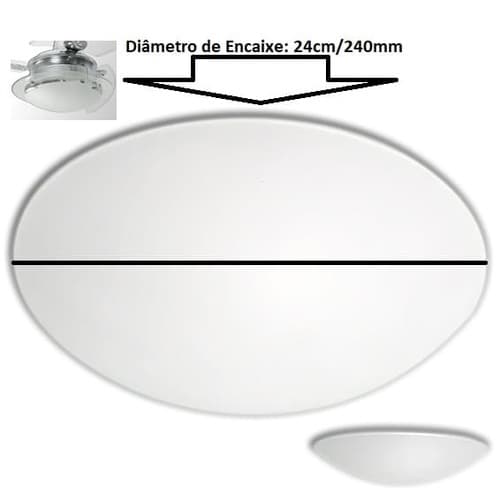 Globo Cúpula Vidro Luminária Ventilador de Teto Loren Sid - Vidro Panama/Residence 24,2cm/242mm - Venti-Delta Clean - RioPreLustres Noble