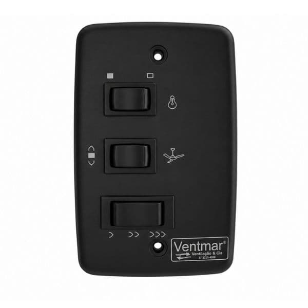 CHAVE P/VENTILADOR DE TETO 3-VEL PRETA BLACK CAP-10,0UF 3,0+7,0UF 1-TECLA LUZ - ARGE LOREN SID VENTI-DELTA LUNIK EFYX RIOPRELUSTRES ETC... - foto 1 de 2