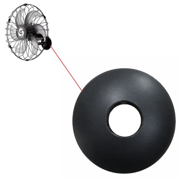 CANOPLA CAPA METAL DO SUPORTE DE PAREDE P/VENTILADOR SOLASTER DAL MORO GOAR - COR PRETA - CALOTA PAREDE PR - P/ACAPULCO BARCELONA VENEZA