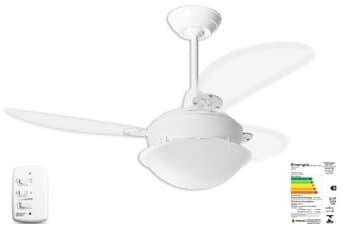 VENTILADOR DE TETO LOREN SID PEROLA PRIMOR 110V08,5UF 127W M3 BRANCO 3PAS TUBA TRANSPARENTES CHAVE 3VELOCIDADES