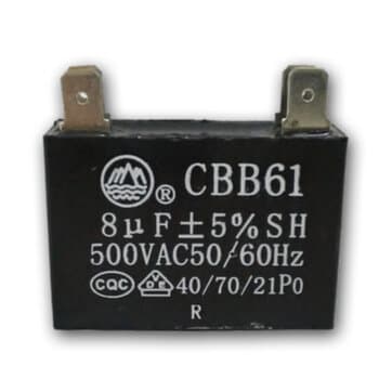 CAPACITOR 008,0UF 2/4-TERMINAIS QD 500VAC - P/VENTILADOR VENTISOL OSCILANTE COLUNA 60CM NEW MX 110V - CAP008,0