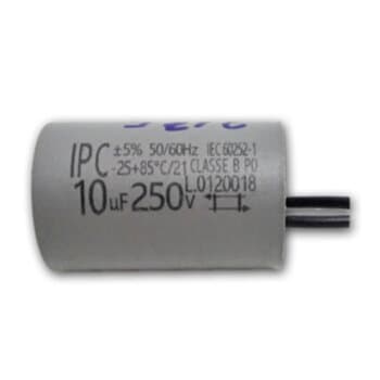 CAPACITOR 010,0UF 2FIOS RD 250VAC - P/VENTILADOR DE TETO VENTI-DELTA LIGHT PLUS SUPER 110V/ LOREN SID M1/M2/ ARGE LUX/ RIOPRELUSTRES