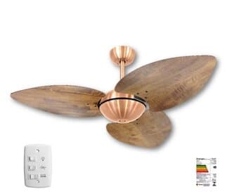 VENTILADOR DE TETO VOLARE DUNAMIS OFFICE BRONZE 110V10,5UF 3VEL 3PÁS MDF RADICA IMBUIA - SEM LUMINÁRIA P/ÁREA GOURMET