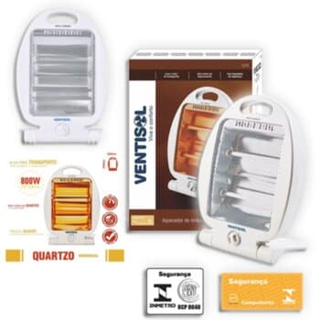 AQUECEDOR ELETRICO PORTATIL AQ-02 220V VENTISOL QUARTZO 0400-0800W - AQUECEDOR DE AMBIENTES C/2 TUBOS LUZ DE QUARTZO - (OCP-0040SGS)