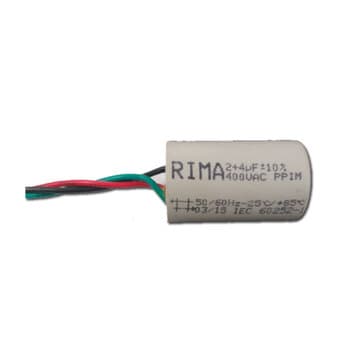 CAPACITOR 006,0UF 3FIOS 2,0+4,0MF RD 400VAC - P/VENTILADOR DE TETO ARGE ECONOMIC 110V / VENTILADOR ALISEU SLIM / EXAUSTOR VENTI-DELTA 40CM BIV
