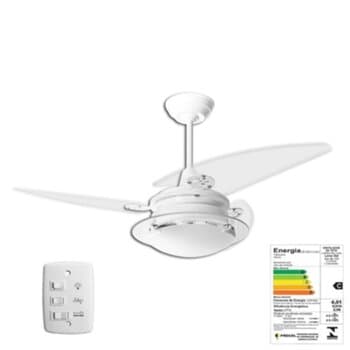 VENTILADOR DE TETO LOREN SID DIPLOMATA RESIDENCE M1/M2 110V COR BRANCA 3PAS FACAO/FOLHA MADEIRA TITANIO LUMINARIA VIDRO P/2-LAMP CHAVE 3VELOCIDADES