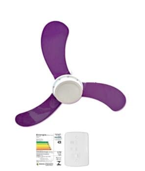 VENTILADOR DE TETO VENTISOL INFANTIL LED12W/6500K 110V-135W BRANCO 3PÁS PL MINI ARTE LILÁS/ROXA CHAVE 3VEL - DIÂM.70CM