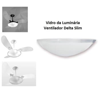 GLOBO CÚPULA 30CM P/VENTILADOR DELTA SLIM - VIDRO D.300MM FOSCO C/BORDA CRISTAL/TRANSPARENTE - foto 1 de 4