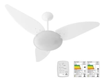 VENTILADOR DE TETO VENTI-DELTA NEW MAGNES 110V10,0UF COR BRANCA 3PÁS MDF FOLHA - CÚPULA PL FOSCA P/2 LÂMPADAS - CHAVE 3VELOCIDADES